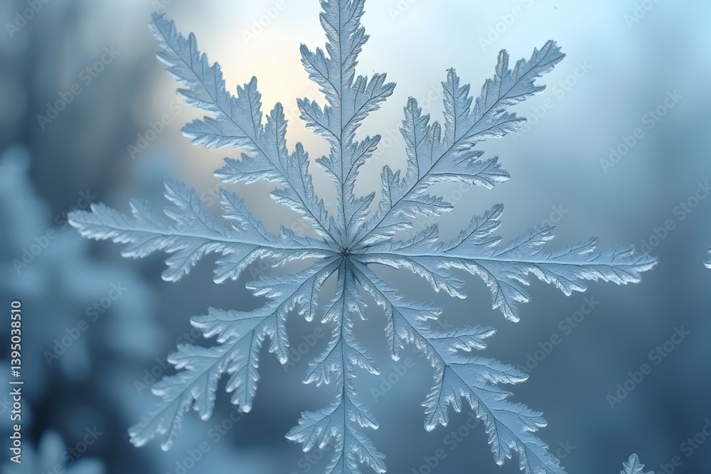 Enchanting frost crystal snowflake detailed closeup reveals intricate patterns formed by ice crystals during winter's embrace, a captivating display of nature's artistry Enchanting frost crystal snowflake detailed closeup reveals intricate patterns formed by ice crystals during winter's embrace, a captivating display of nature's artistry