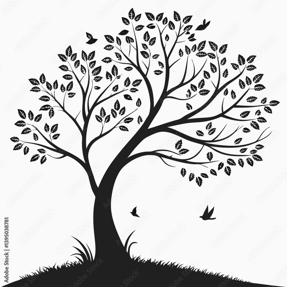 Obraz premium “Tree Silhouettes: Nature’s Shadows in Minimalist Beauty”