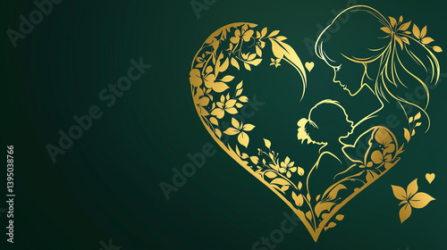 abstract floral background with heart mom and baby