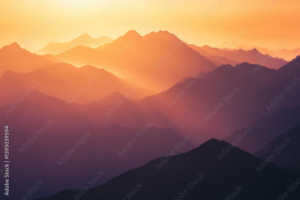 abstract background mountains in fog sunset abstract background mountains in fog sunset