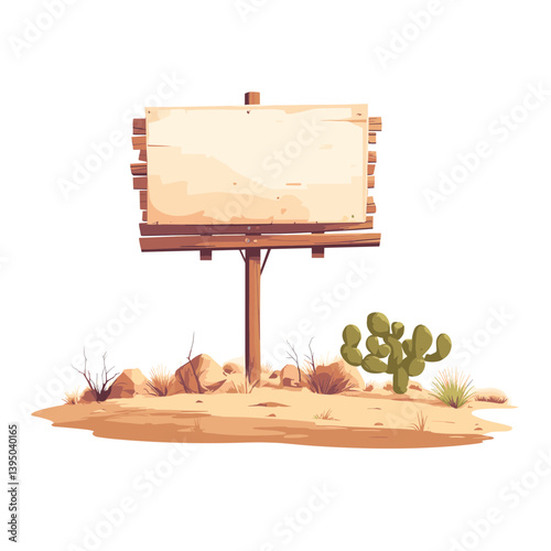 Blank Wooden Signpost in a Desert Landscape