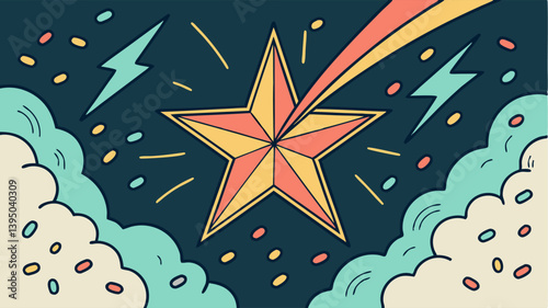 Shooting Star Retro Illustration