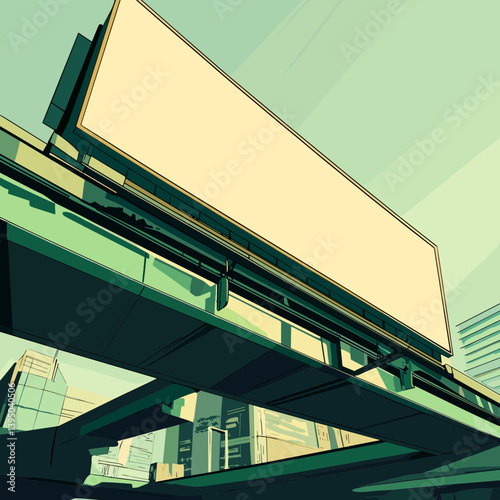 Large Blank Billboard Under City Overpass