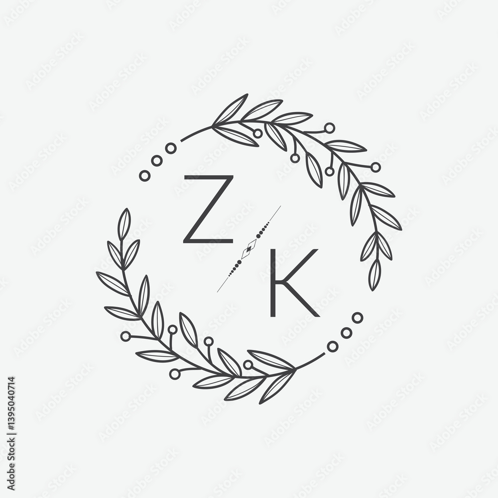 Obraz premium initial monogram wedding with creative circle line