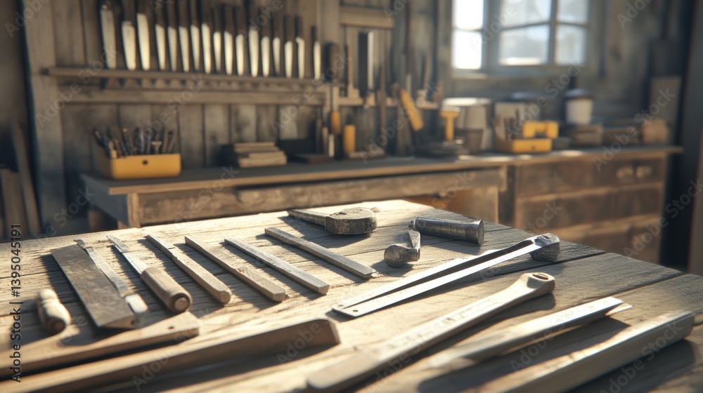 Rustic workshop tools sunlight carpentry craft Rustic workshop tools sunlight carpentry craft