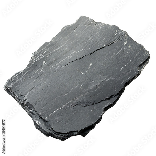 Obraz na płótnie A roughly rectangular piece of dark black slate rock with uneven natural texture and sharp layers illustrated against a transparent background with light surface details w salonie