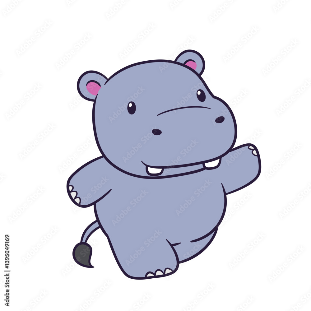 Fototapeta premium Cute and adorable hippo character illustration