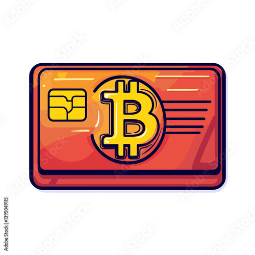 Red Bitcoin Debit Card Illustration