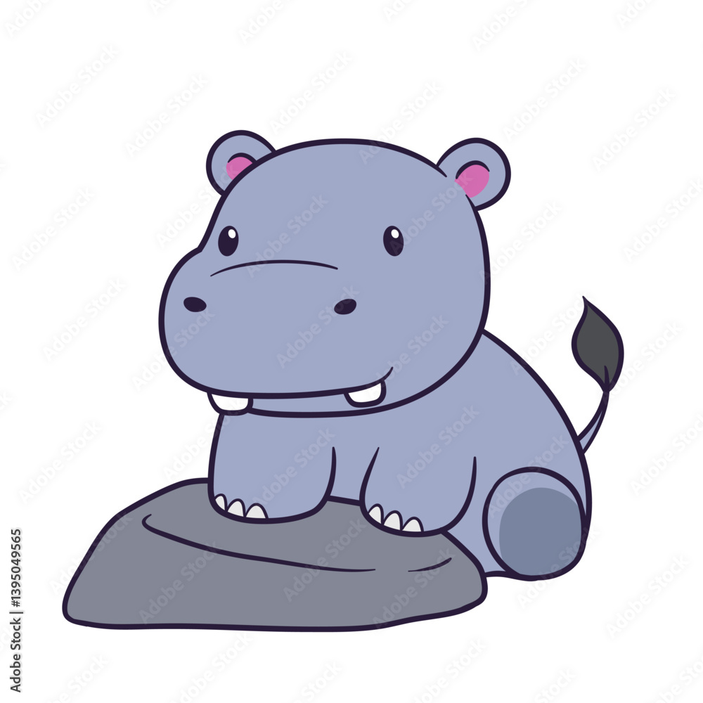 Fototapeta premium Cute and adorable hippo character illustration