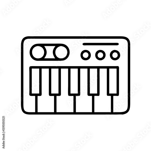 Isolated vector illustration of a synthesizer keyboard musical instrument icon
