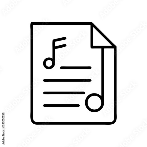 Music sheet icon vector, musical notes on paper, song sheet, melody and tune icon