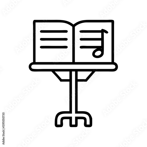 Sheet music stand icon vector illustration for musical performance and study use