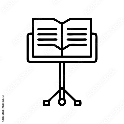 Find sheet music stand vector icon for musical performance and orchestra use now