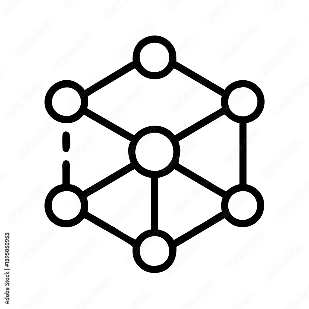 Network connection structure diagram representing a complex data connectivity system