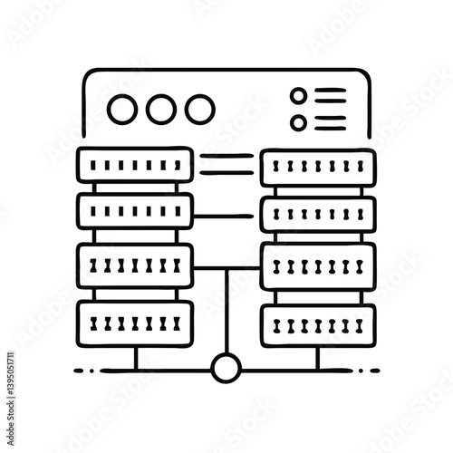 Data center icon representing IT infrastructure and information storage