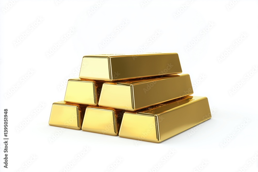 Gold Bars Pyramid 3D Render on White Background - Wealth, Investment, Financial Security Gold Bars Pyramid 3D Render on White Background - Wealth, Investment, Financial Security