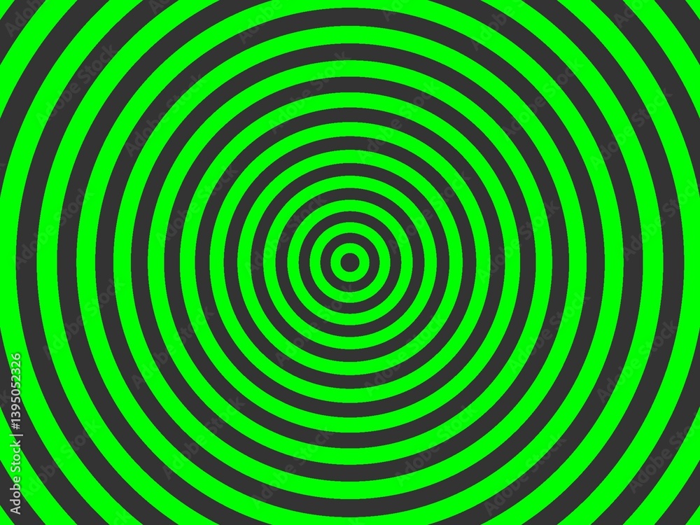 An abstract background with concentric circles in alternating lime green and dark gray, creating a hypnotic or radial effect.