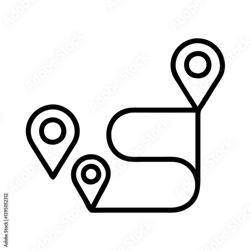 Route planning icon showing path with location pins for navigation and direction