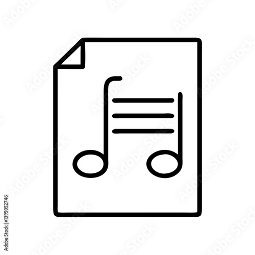 Music sheet icon vector graphic, musical note file symbol for song and audio data