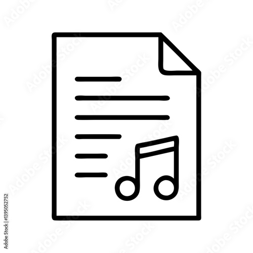 Sheet music icon vector illustration for musical notes and song composition use