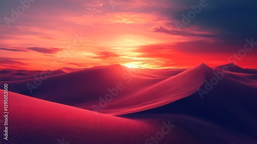 A glowing desert with sand dunes reflecting radiant, vibrant light 
