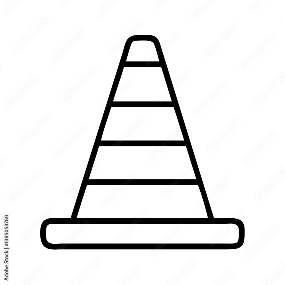 Traffic cone outline vector illustration safety cone construction cone icon line art