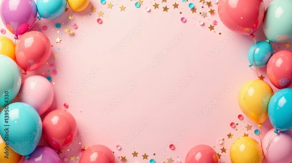 Pastel Balloons and Confetti Celebration Background Perfect for Festive Occasions and Joyful Announcements Pastel Balloons and Confetti Celebration Background Perfect for Festive Occasions and Joyful Announcements