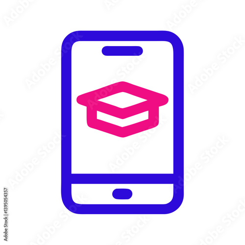 Mobile Learning Icon Representing Education and Technology  