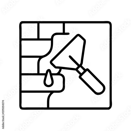 Bricklaying and masonry service with bricks and trowel construction building tool