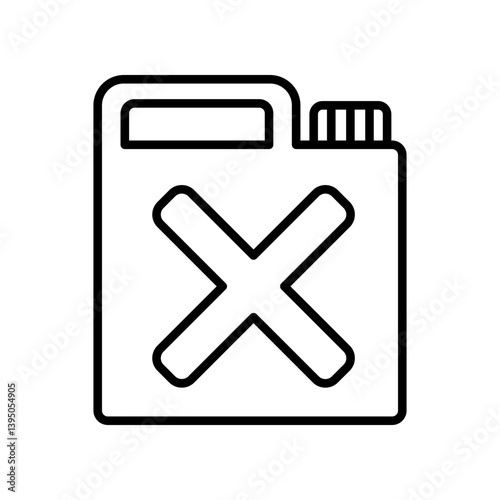 Outline Illustration of a Dangerous Liquid Container with Large Warning Cross