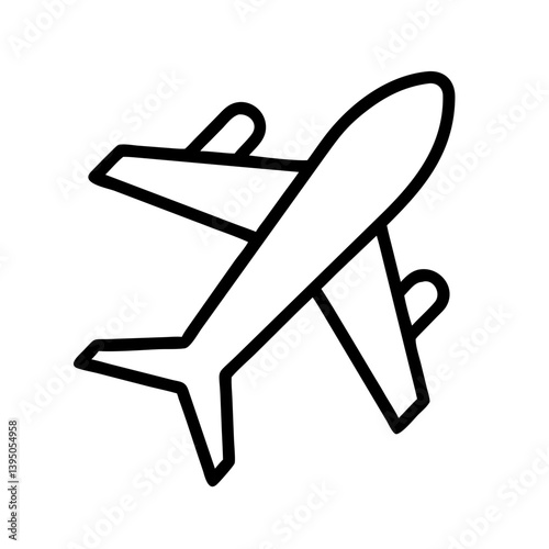 Airplane icon vector illustration of a commercial plane for travel and tourism design