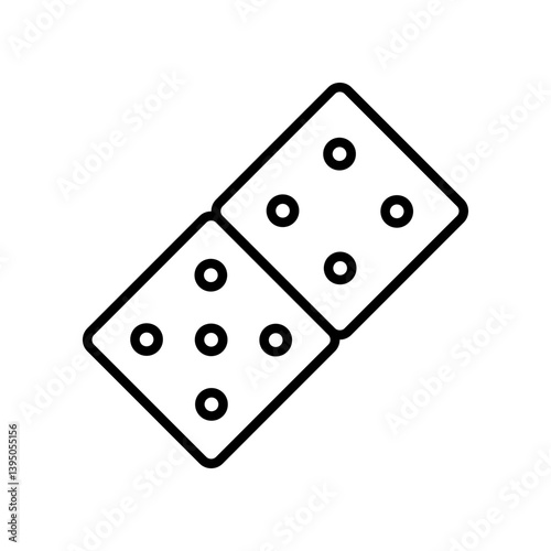 Black and White Domino Outline Icon Illustration Isolated on White Background