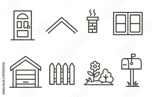 Home and garden icon set: essential linear icons for your home design projects