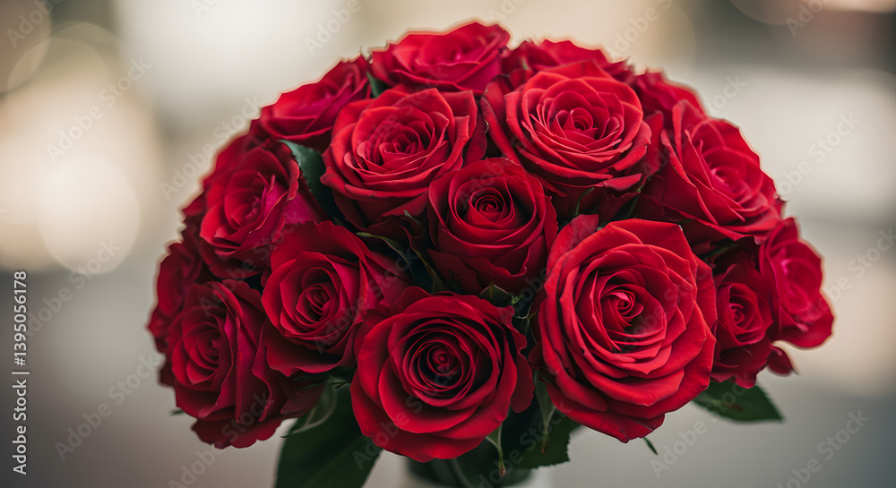 Obraz premium Red Roses Bouquet, Floral Arrangement, Romantic Gift Idea