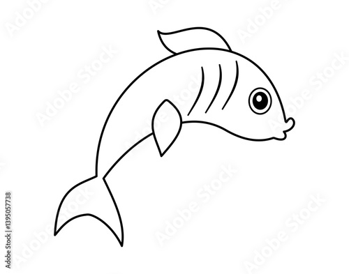 Sardine in profile in black and white outline for coloring - vector