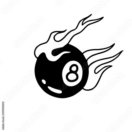 flaming eight ball vector clipart