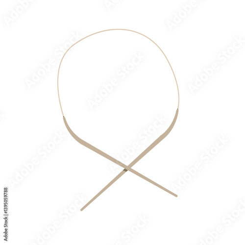 Circular knitting needles on a short line Vector illustration