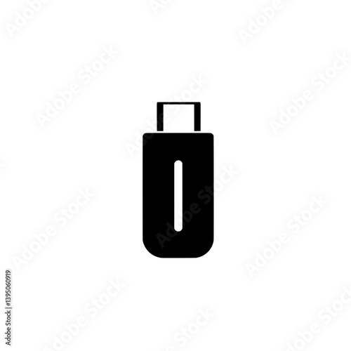 Vertical USB-C style flash drive icon with sleek slot design in dark silhouette, representing modern tech and portable data solutions