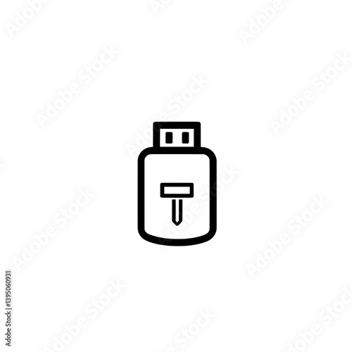 Compact USB storage icon in outlined form with center slot, ideal for portable technology and digital storage themes
