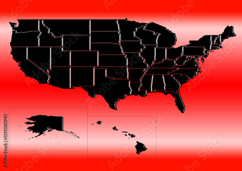 Modern and minimalist United States map illustration. Suitable for education, business, infographics, or presentations