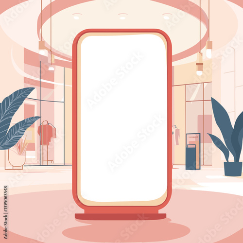 Blank Advertisement Display in Modern Retail Store Interior