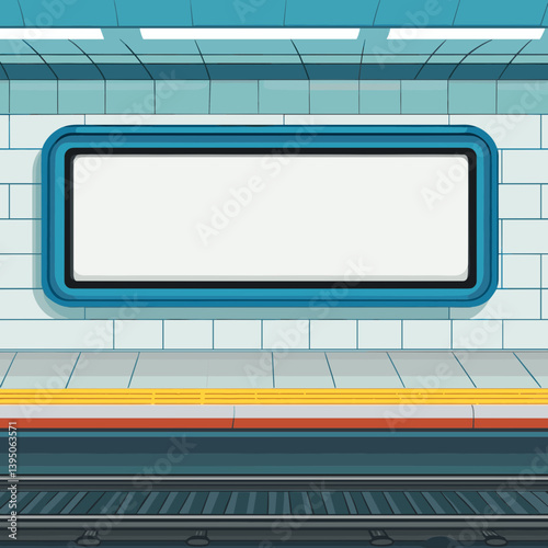 Blank Advertisement in a Modern Subway Station