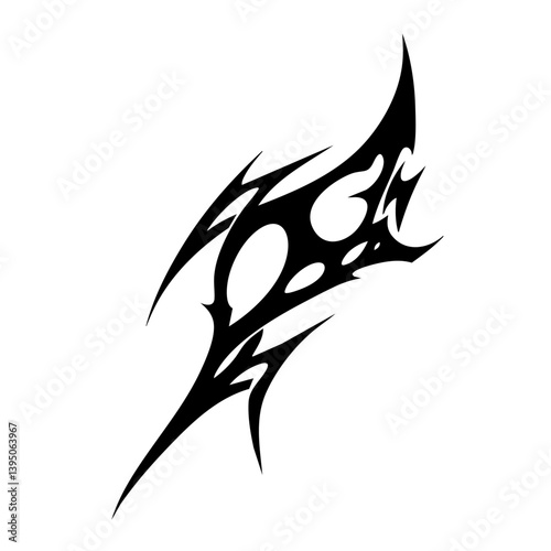 Abstract Black Tribal Tattoo Design with Barbed Spikes and Chaotic Energy Flow – Aggressive Ink Pattern for Body Art or Graphic Illustration