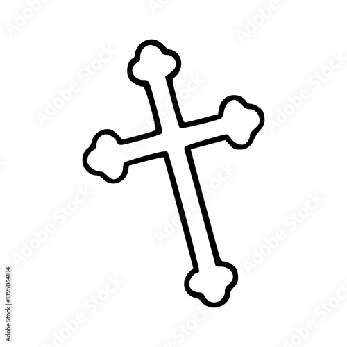 rounded orthodox cross outline vector