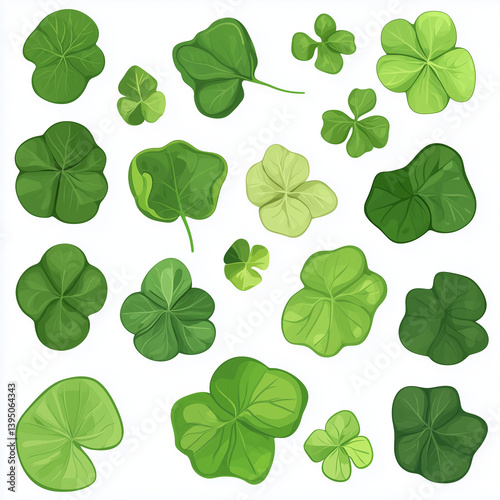 Clover leaves in flat style on white background
