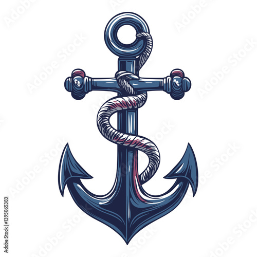 Nautical Anchor with Rope Illustration