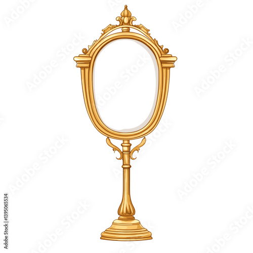 Ornate Gold Oval Mirror on Stand