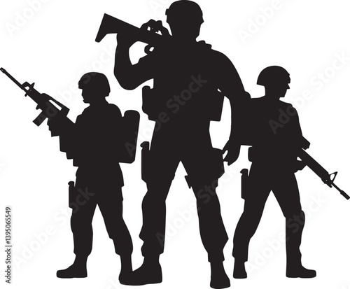 soldiers in military uniform  silhouette vector