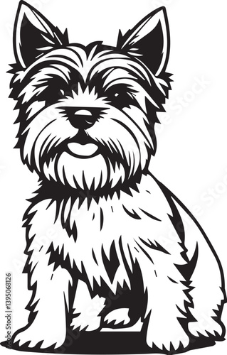 Yorkshire terrier dog. Hand drawn vector illustration	