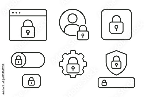 Obraz na płótnie Secure access icons set for digital privacy and protection w salonie